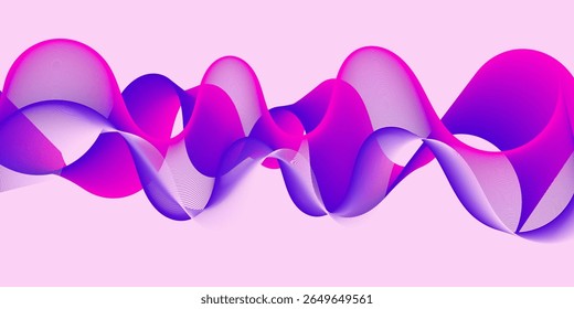 Um padrão de onda abstrata suave e fluente em tons vibrantes de rosa, roxo e azul em um fundo rosa suave, criando um efeito visual moderno e dinâmico.

