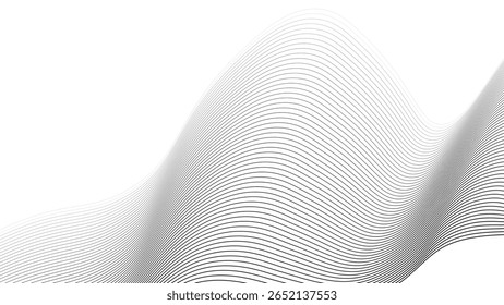 
Smooth flowing black curved lines forming wave patterns on a clean white background, abstract vector illustration for contemporary design projects