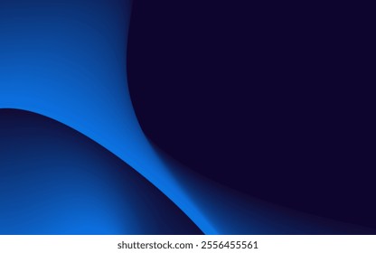 Smooth flowing blue wave design on a dark blue background creates a modern abstract composition.