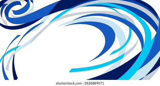 Smooth flowing blue and white wave pattern with swirling motion