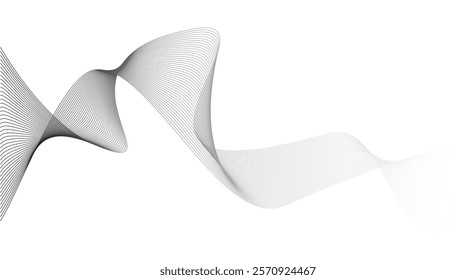 Smooth and flowing dynamic black wave lines isolated on white background. Stylized wave line art vector background. 