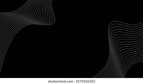 Smooth and flowing dynamic black wave lines isolated on white background. Stylized wave line art vector background. 