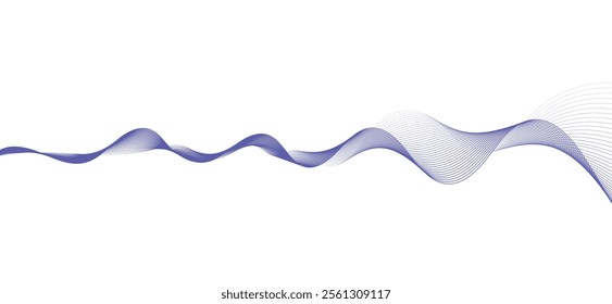 Smooth flowing dynamic blue wave lines isolated on white background. Technology, digital, communication, science, music concept vector background illustration