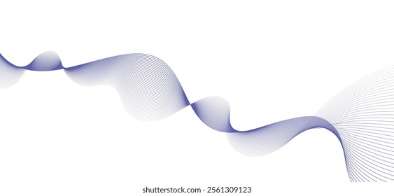 Smooth flowing dynamic blue wave lines isolated on white background. Technology, digital, communication, science, music concept vector background illustration