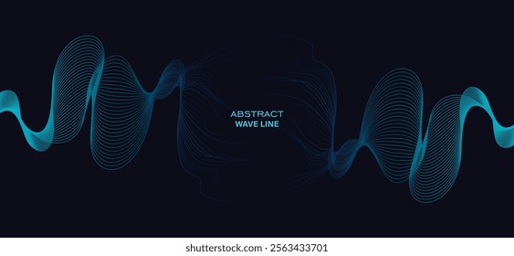 Smooth flowing dynamic blue wave lines isolated on white background. Technology, digital, communication, science, music concept vector background illustration