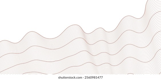 Smooth flowing dynamic gold wave lines isolated on white background. Technology, digital, communication, science, music concept vector background illustration