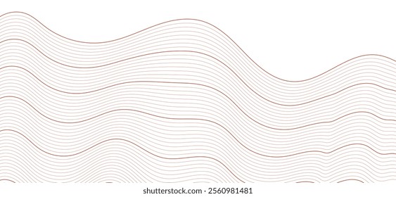 Smooth flowing dynamic gold wave lines isolated on white background. Technology, digital, communication, science, music concept vector background illustration