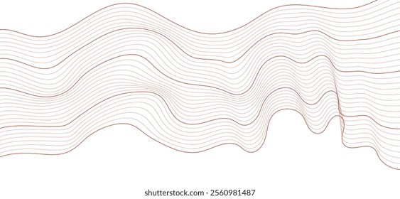 Smooth flowing dynamic gold wave lines isolated on white background. Technology, digital, communication, science, music concept vector background illustration