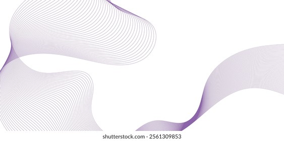 Smooth flowing dynamic purple wave lines isolated on white background. Technology, digital, communication, science, music concept vector background illustration