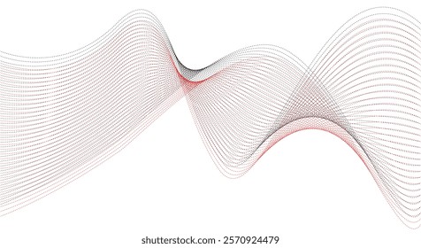 Smooth and flowing dynamic red and black wave lines isolated on white background. Stylized wave line art vector background. 