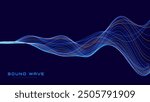 Smooth Flowing Dynamic Sound Wave Blue Technology Background. Abstract Digital EQ Equalizer. Artificial Intelligence AI Assistant Voice Recognition Sound Wave Vector Illustration. 