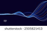 Smooth Flowing Dynamic Sound Wave Blue Technology Background. Abstract Digital EQ Equalizer. Artificial Intelligence AI Assistant Voice Recognition Sound Wave Vector Illustration. 