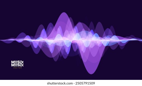 Smooth Flowing Dynamic Sound Wave Blue Technology Background. Abstract Digital EQ Equalizer. Artificial Intelligence AI Assistant Voice Recognition Sound Wave Vector Illustration. 