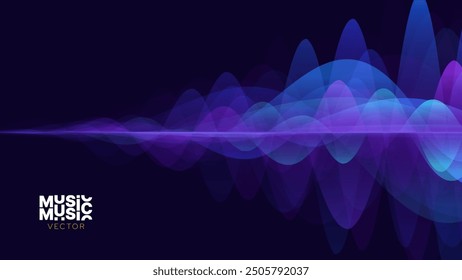 Fondo De Tecnología Azul De Onda De Sonido Dinámico De Fluido Suave. Ecualizador Abstractas de ecualización digital. Inteligencia Artificial Asistente de IA Reconocimiento de voz Ilustración vectorial de ondas de sonido. 