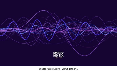 Smooth Flowing Dynamic Sound Wave Blue Technology Background. Abstract Digital EQ Equalizer. Artificial Intelligence AI Assistant Voice Recognition Sound Wave Vector Illustration. 