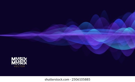 Smooth Flowing Dynamic Sound Wave Blue Technology Background. Abstract Digital EQ Equalizer. Artificial Intelligence AI Assistant Voice Recognition Sound Wave Vector Illustration. 