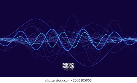 Smooth Flowing Dynamic Sound Wave Blue Technology Background. Abstract Digital EQ Equalizer. Artificial Intelligence AI Assistant Voice Recognition Sound Wave Vector Illustration. 