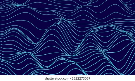 Fondo De Tecnología Azul De Onda De Sonido Dinámico De Fluido Suave. Ecualizador Abstractas de ecualización digital. Inteligencia Artificial Asistente de IA Reconocimiento de voz Ilustración vectorial de ondas de sonido.