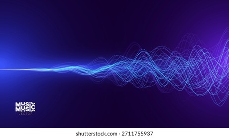 Smooth Flowing Dynamic Sound Wave Blue Technology Background. Abstract Digital EQ Equalizer. Artificial Intelligence AI Assistant Voice Recognition Sound Wave Vector Illustration. 