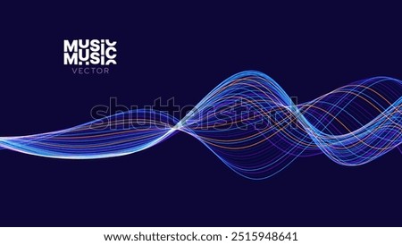 Smooth Flowing Dynamic Sound Wave Blue Technology Background. Abstract Digital EQ Equalizer. Artificial Intelligence AI Assistant Voice Recognition Sound Wave Vector Illustration.