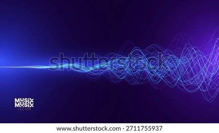 Smooth Flowing Dynamic Sound Wave Blue Technology Background. Abstract Digital EQ Equalizer. Artificial Intelligence AI Assistant Voice Recognition Sound Wave Vector Illustration. 