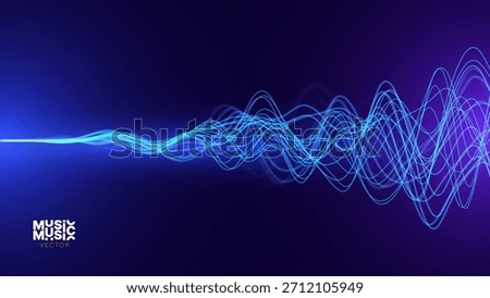 Smooth Flowing Dynamic Sound Wave Blue Technology Background. Abstract Digital EQ Equalizer. Artificial Intelligence AI Assistant Voice Recognition Sound Wave Vector Illustration. 
