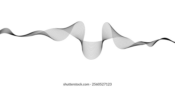 Smooth flowing dynamic wave lines isolated on white background. Technology, digital, communication, science, music concept vector background illustration