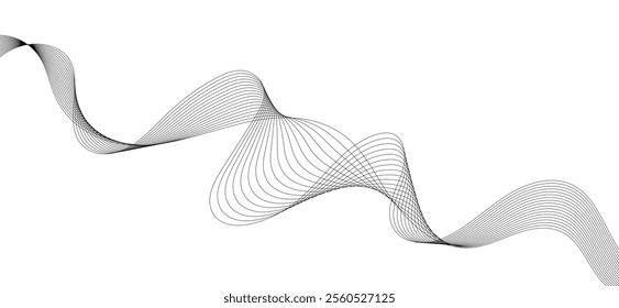 Smooth flowing dynamic wave lines isolated on white background. Technology, digital, communication, science, music concept vector background illustration