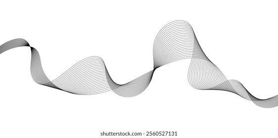 Smooth flowing dynamic wave lines isolated on white background. Technology, digital, communication, science, music concept vector background illustration