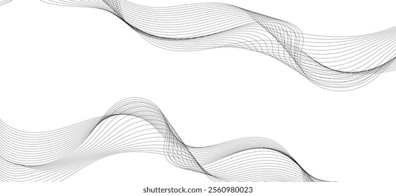 Smooth flowing dynamic wave lines isolated on white background. Technology, digital, communication, science, music concept vector background illustration