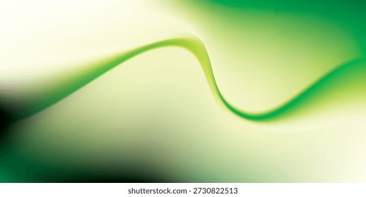Uma onda verde fluente e suave com gradientes suaves em um plano de fundo claro e borrado.