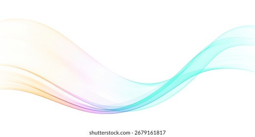 Smooth flowing pastel-colored abstract wave in soft gradient hues on a clean white background, modern vector design for creative projects