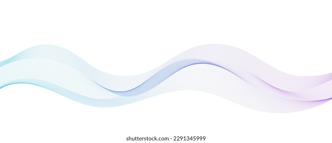 Líneas de onda fluyendo suavemente. Resumen de rayas onduladas curvadas. Elemento de diseño de degradado morado azul claro para presentación, volante, afiche, sitio web, banner, folleto. Ilustración del vector