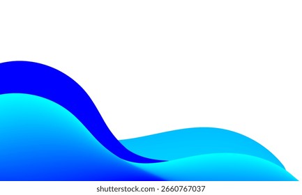 Smooth flowing waves of blue and cyan gradient on a white background