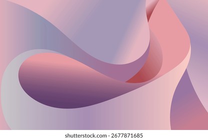 Smooth flowing waves in soft pink and purple gradient colors create an abstract background.