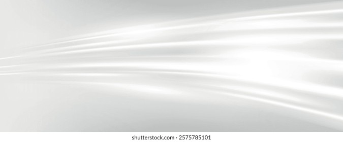 A smooth, flowing white background with a soft, silky texture. The white background creates a serene and elegant atmosphere. Gradient wave background vector. White background.