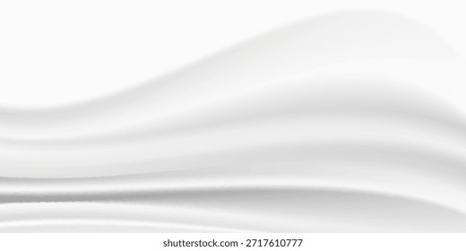 Las ondas blancas fluidas crean un diseño abstracto sobre un fondo gris.