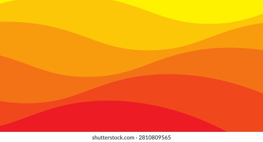 A smooth, fluid background displaying warm color-focused transitions from bright lemon yellow down to deep crimson red. This striking vector composition works perfectly for summer promotions, creative flyers, and energetic web banners.