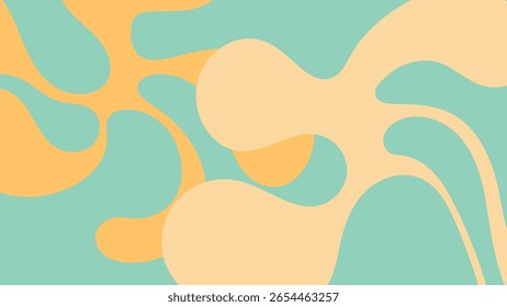 Las Formas fluidas lisas en verde suave, melocotón y amarillo crean un fondo calmante y estético para diseños modernos y contenido creativo minimalista