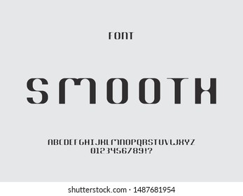 Smooth font. Vector alphabet letters and numbers. Typeface design. Typography Graphic