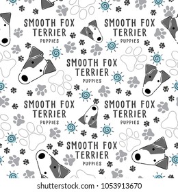 Smooth Fox Terrier : Dog breed collection : Seamless Pattern : Vector Illustration