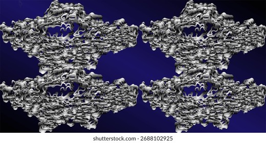Smooth fractal noise striped elements on the surface. Bright, black and white background.