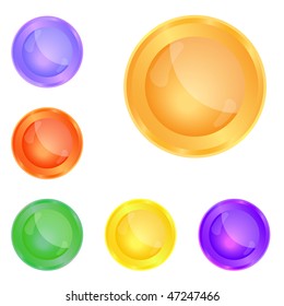 Smooth glass web buttons of different colour