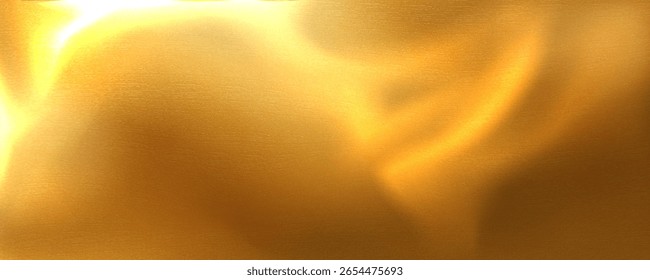 Smooth gold foil background with glossy metallic sheen - flowing golden gradient texture, silky reflective surface and amber tone for luxury branding, premium packaging or elegant certificate design.
