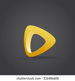 Smooth golden arrow sign, 3d vector logo on dark background, eps 10