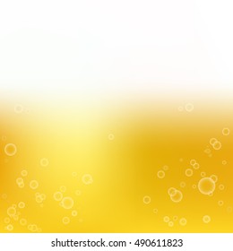 Smooth Golden Colors With Bubbles, Vector Background For Design. Beer Wallpaper