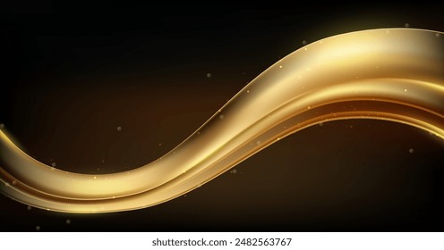 Curvas doradas lisas con acentos brillantes Fondo de Vector elegante y premium para Anuncios, carteles y Fondos de pantalla.