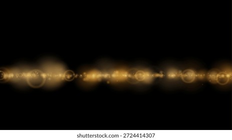 Glatte goldene Lichter bilden eine subtile horizontale Glühlinie auf schwarzer Kulisse
