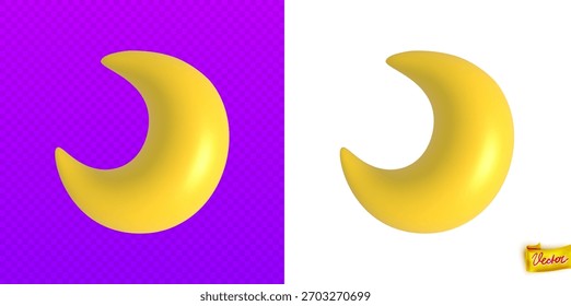 Smooth golden moon vector icon with gentle lighting. Perfect for baby themes, kids design, nursery decor, stickers, apps and cute night sky illustrations