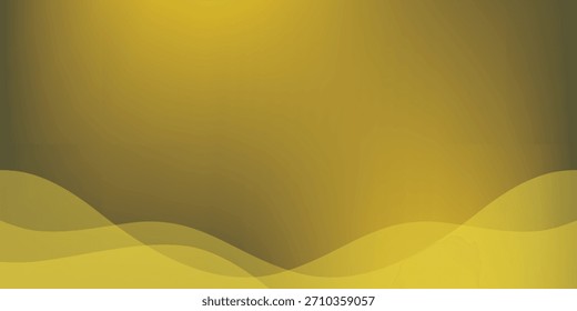 Fondo amarillo dorado suave del gradiente con las curvas sutiles, fluidas, translúcidas de la onda-como en la parte inferior. Diseño abstracto moderno.